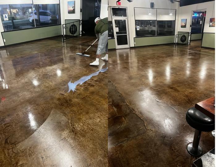 Restored polished floor before and after treatment