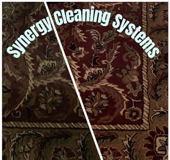 Before and after rug cleaning result